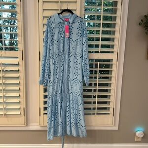 New with tag Lilly pulitzer Zia long sleeve eyelet midi shift dress